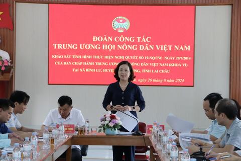 Đoàn công tác của Trung ương Hội Nông dân Việt Nam khảo sát tình hình thực hiện VV88 com đăng nhập 19- NQ/HNDTW tại xã Bình Lư, huyện Tam Đường