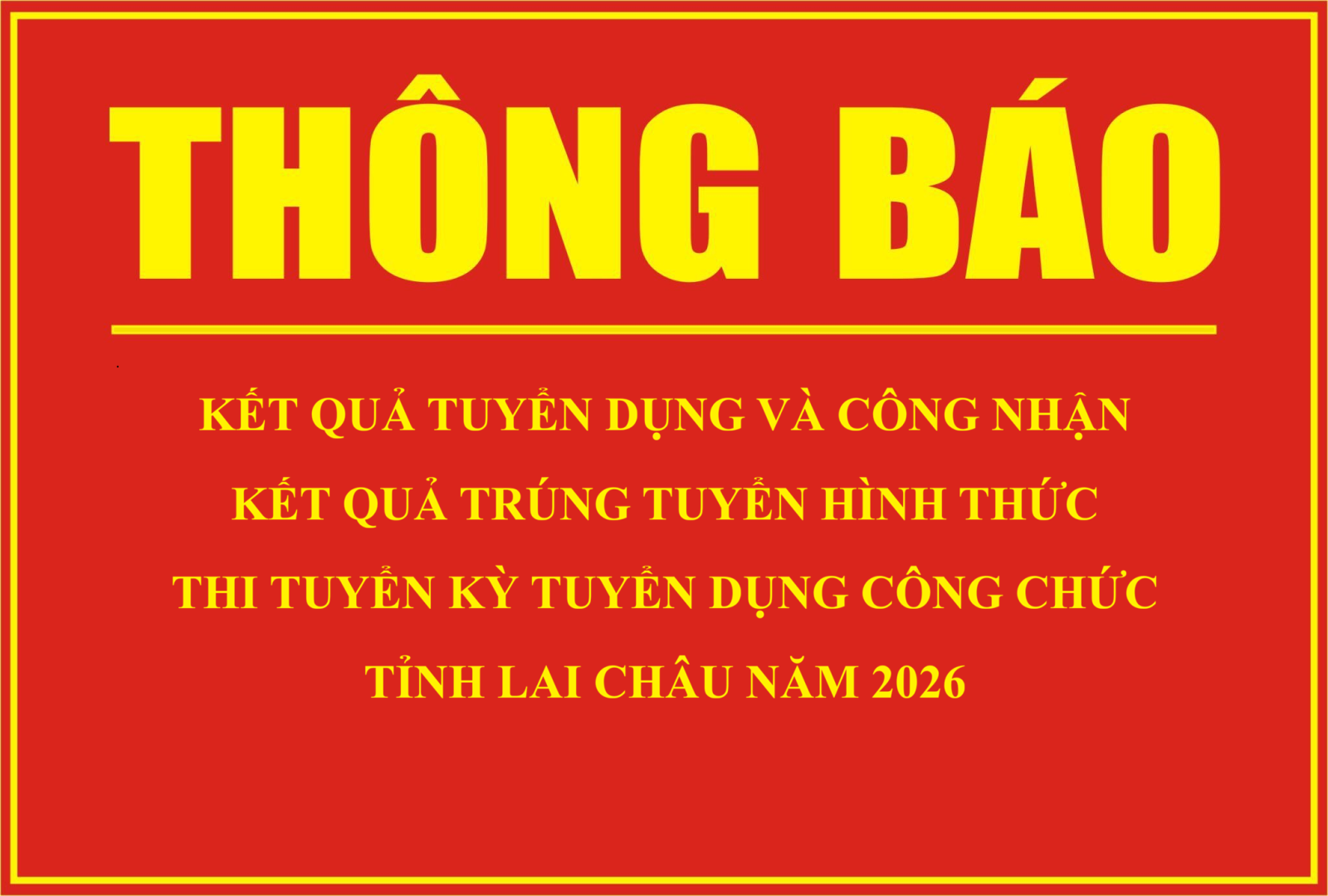 Thông báo Kết quả tuyển dụng và công nhận kết quả trúng tuyển hình thức thi tuyển kỳ tuyển dụng công chức VV88VV nhà cái World Cup 2026 năm 2026